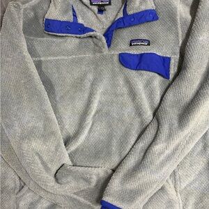 Patagonia Blue and Gray Fleece Jacket- Synchilla Snap T- Pull Over